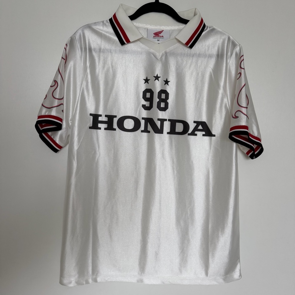 Honda Men's White Jersey with Red and Black Accents